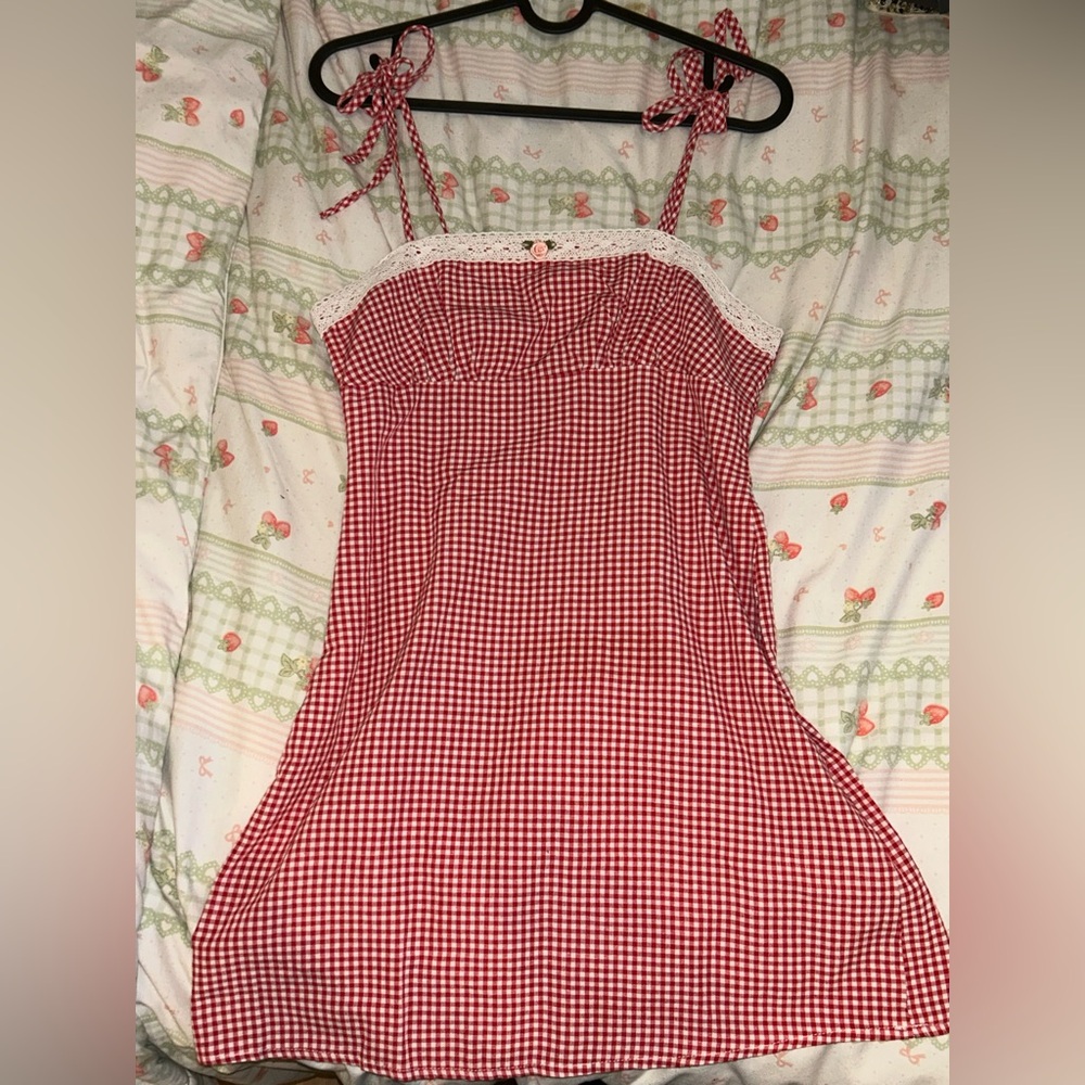 Urban Outfitters Red Checkered Mini Dress